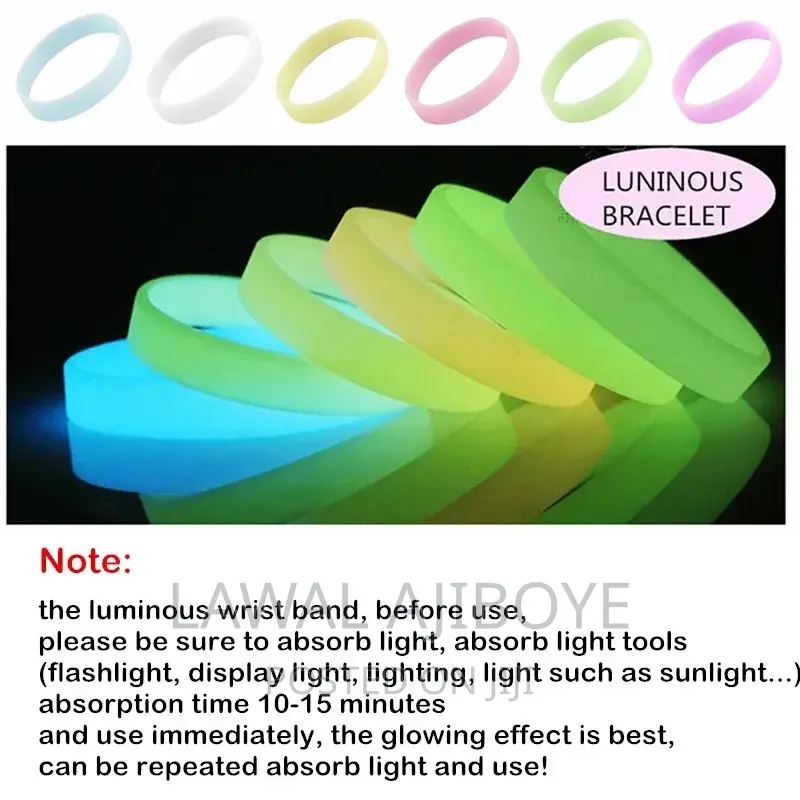 100pcs Luminous Silicone Bracket Men Women Teen Sport Rubber