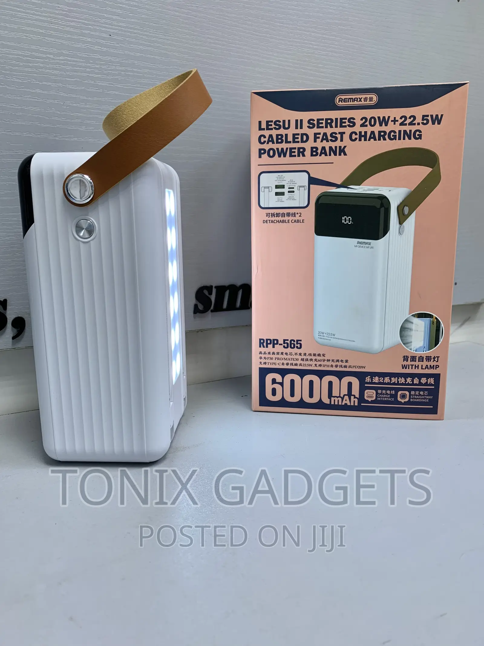 Remax Cabled Fast Charging Power Bank - 60000mah - RPP-565