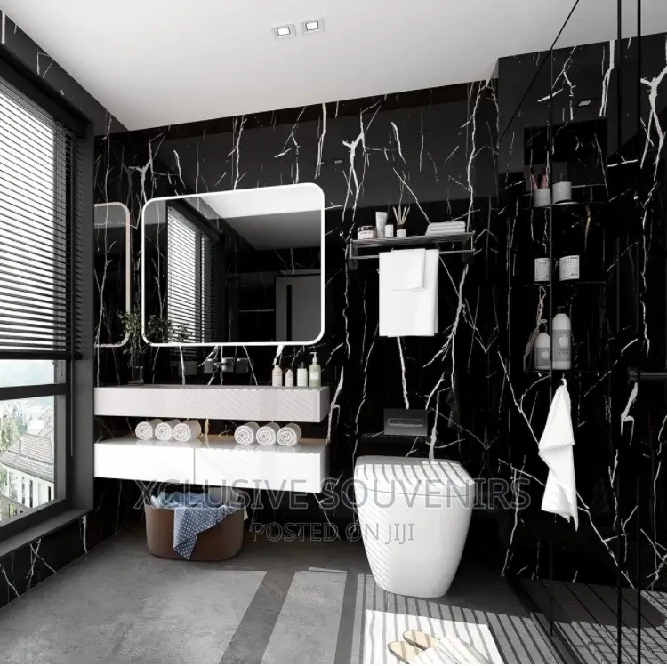 Self Adhesive Black Marble Wallpaper