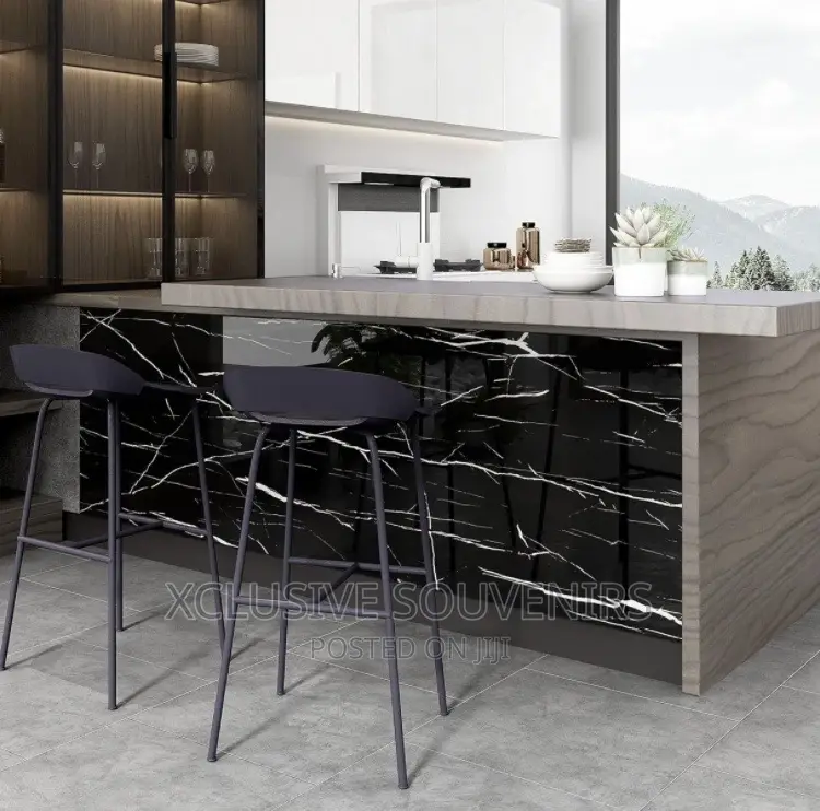 Self Adhesive Black Marble Wallpaper