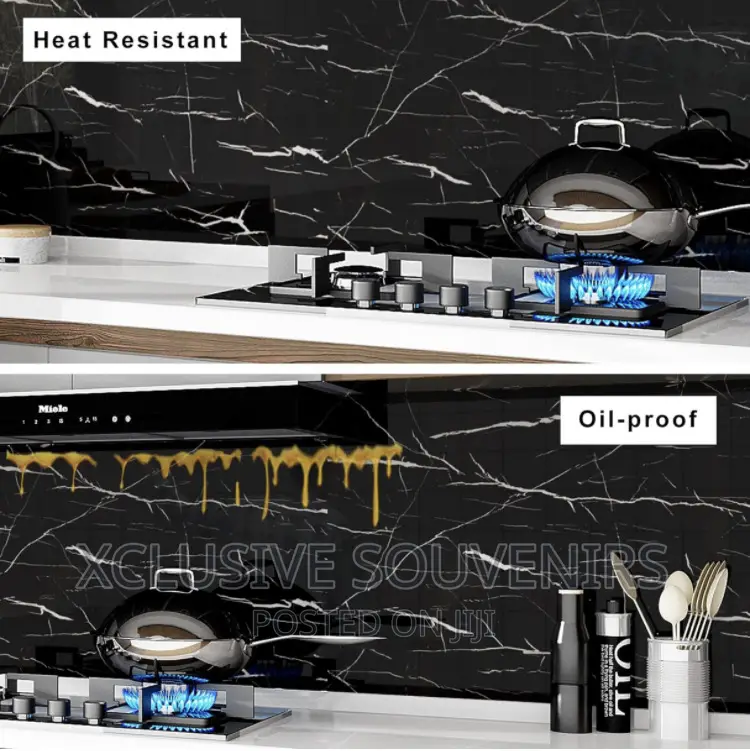 Self Adhesive Black Marble Wallpaper