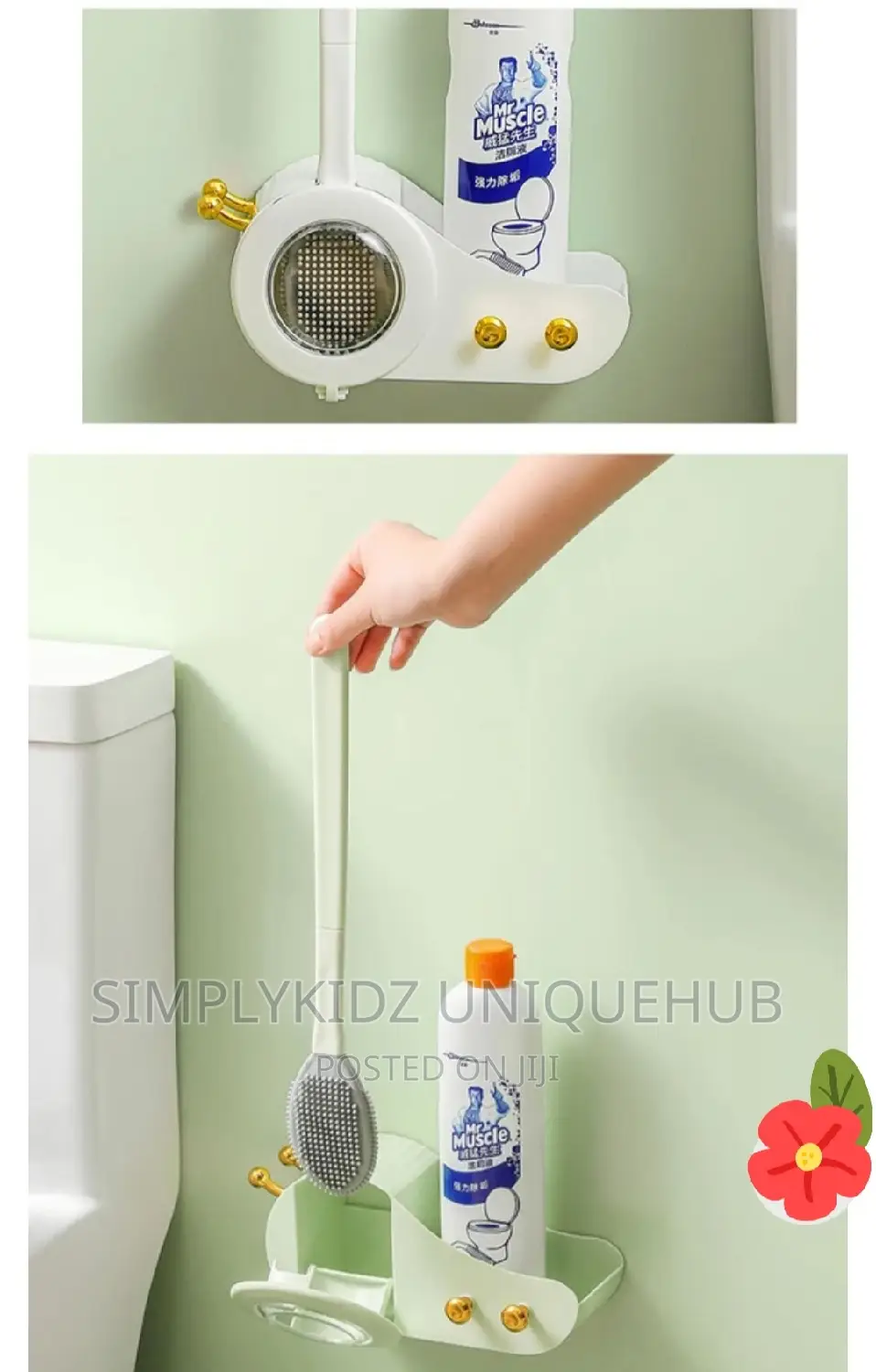 2in1 Snail Shape Silicone Toilet Brush Set With Storage Rack