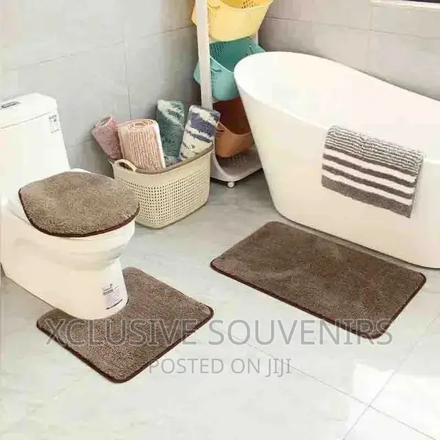 Home 3pc Non Slip Soft Bath Set Rugs for Bathroom
