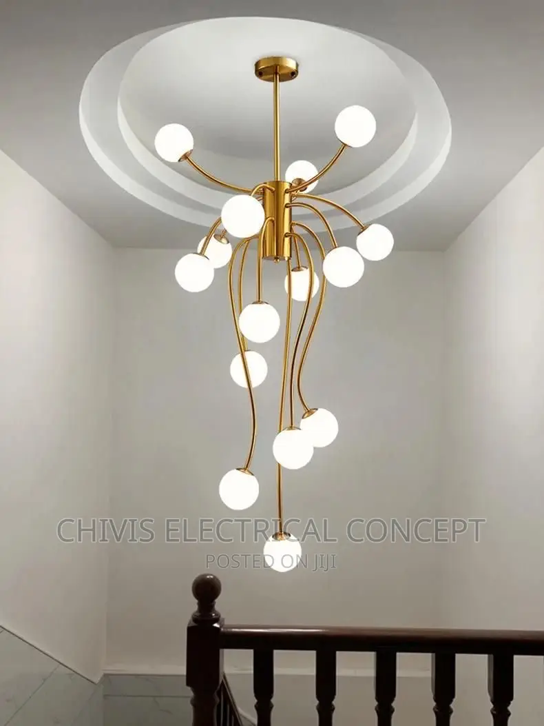 Nordic Home Decoration, Stair Chandelier, Living Room