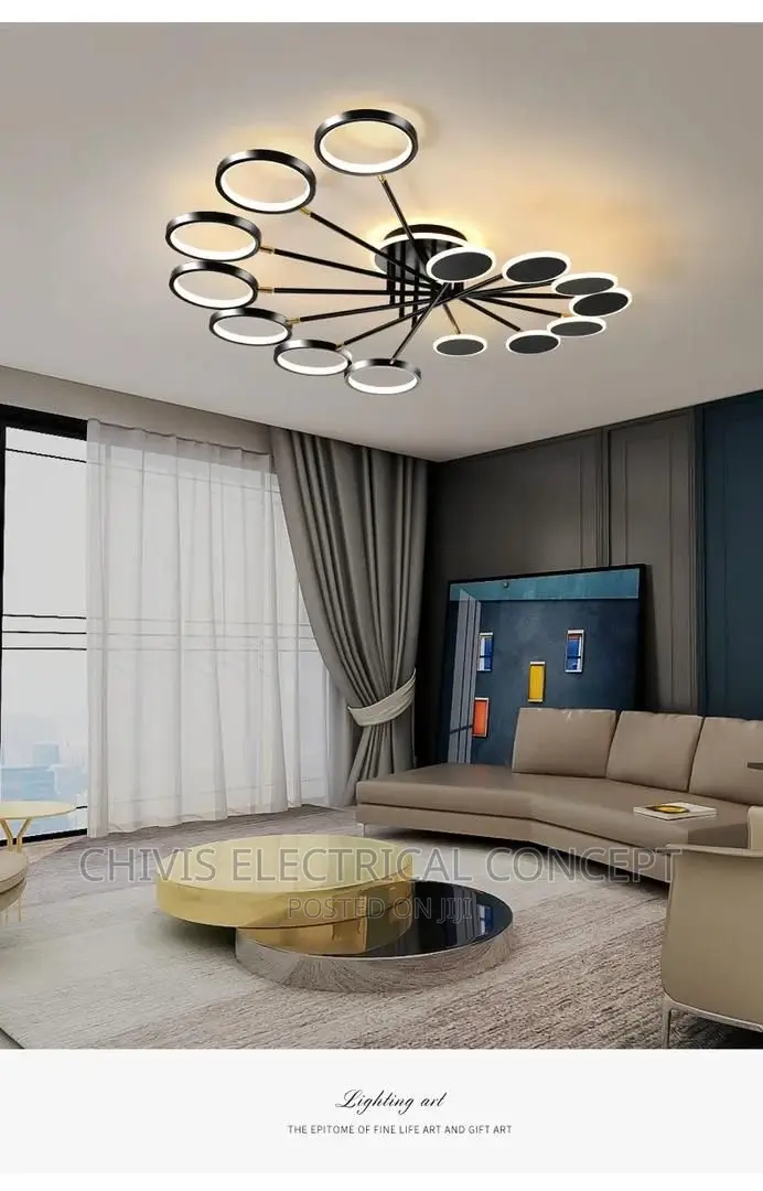 Modern 2022 Led Ceiling Chandelier Black Gold Minimalist