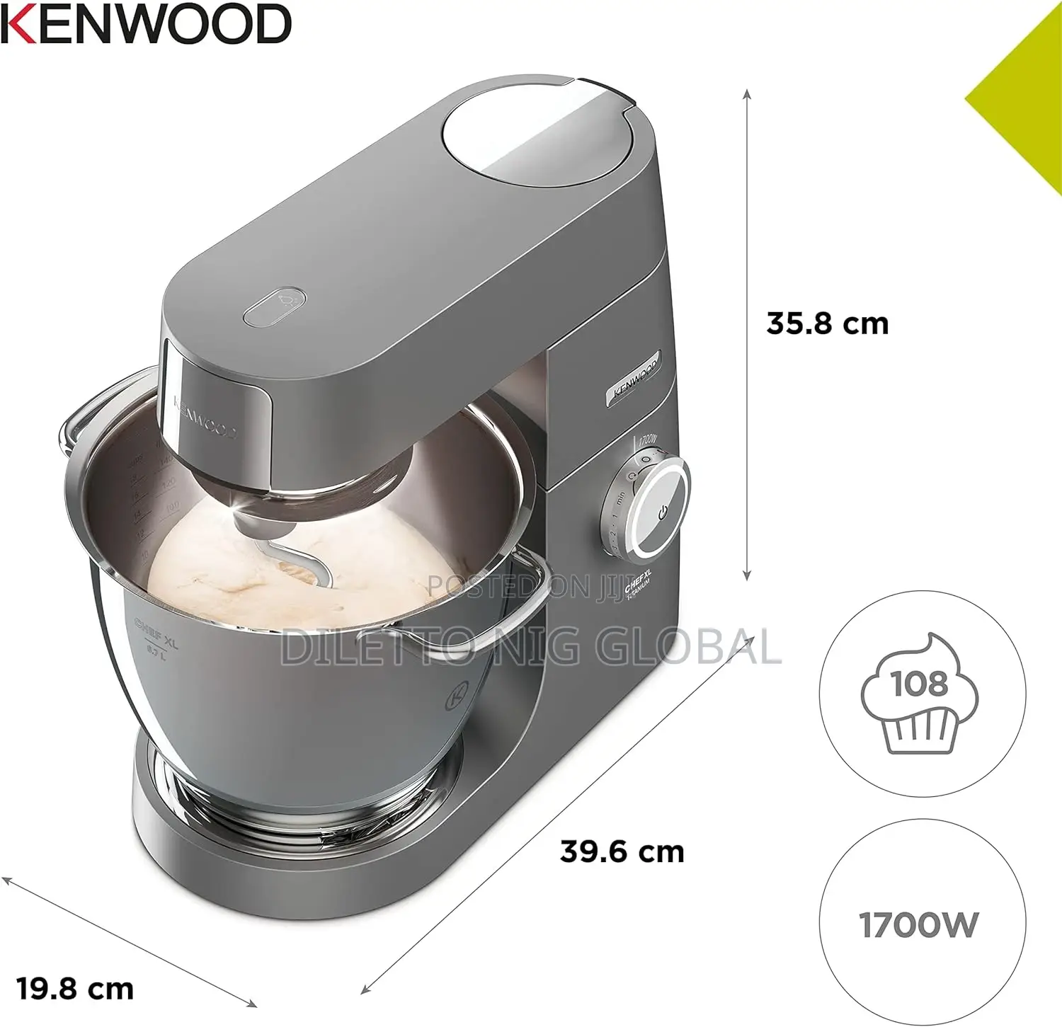 Kenwood Chef Titanium XL Stand Mixer for Baking