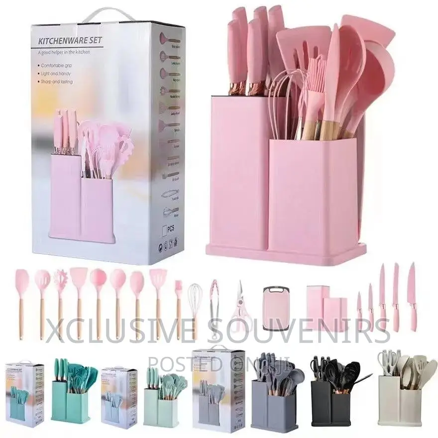 19pcs Heat Resistant Non Toxic Silicone Kitchen Utensils Set