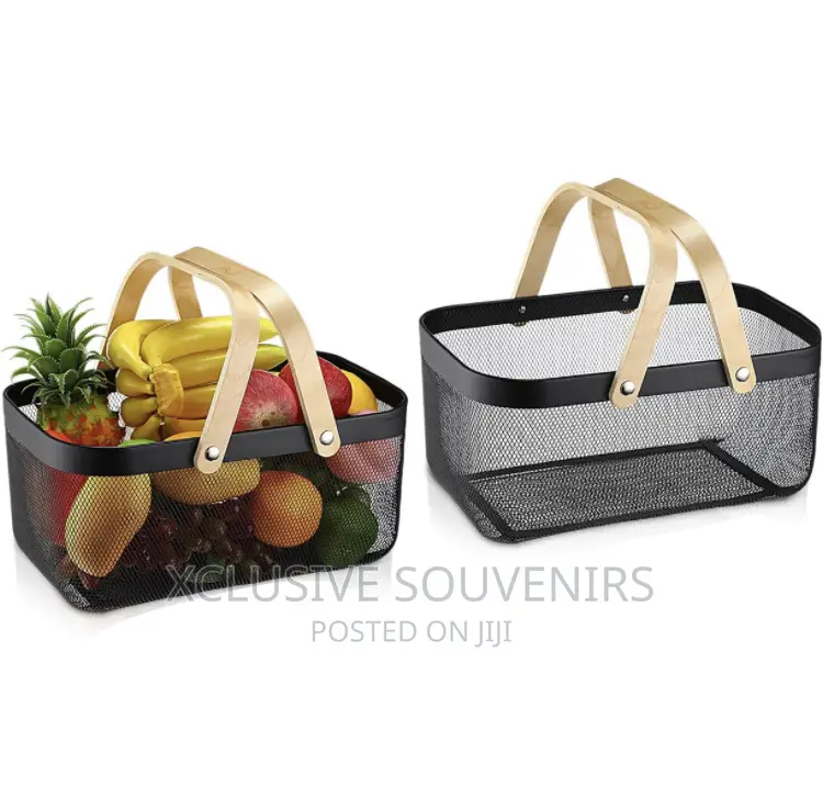 Metal Mesh Steel Basket With Handle