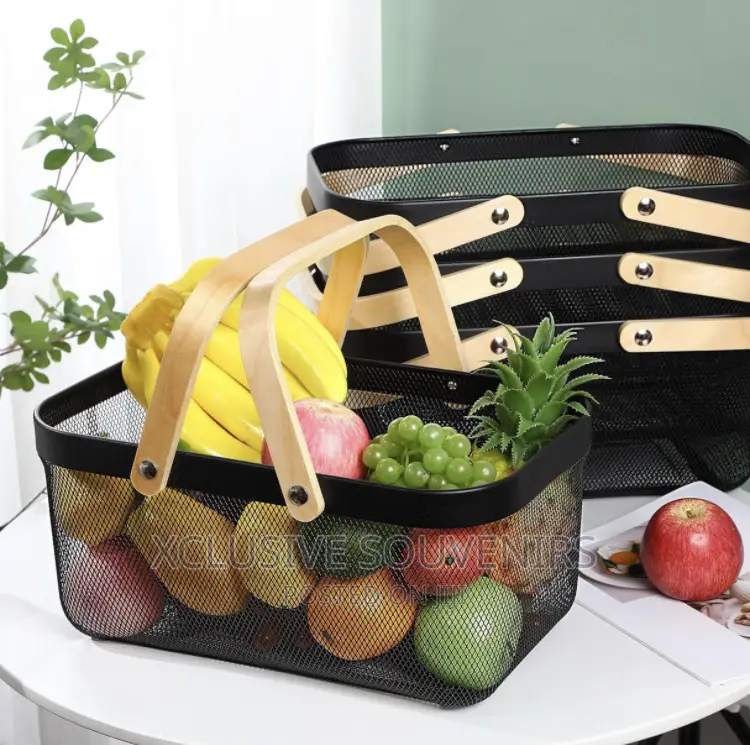 Metal Mesh Steel Basket With Handle