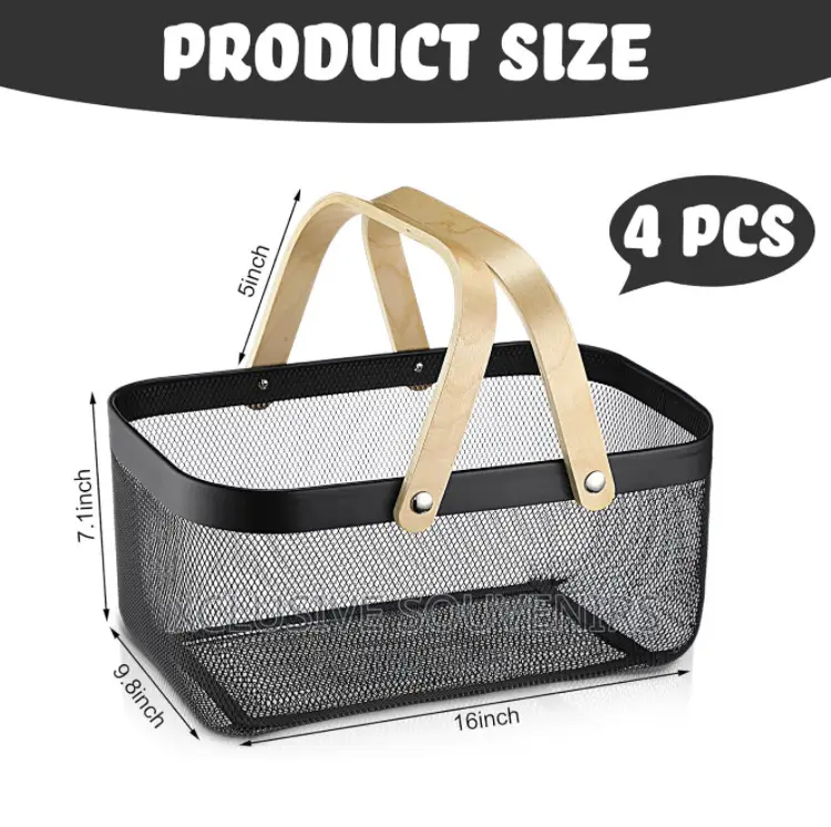 Metal Mesh Steel Basket With Handle