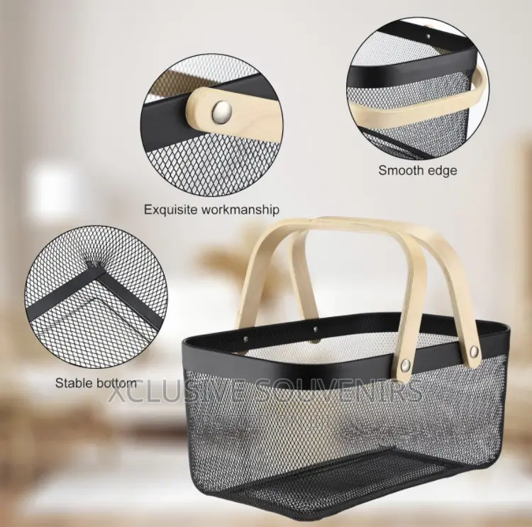 Metal Mesh Steel Basket With Handle