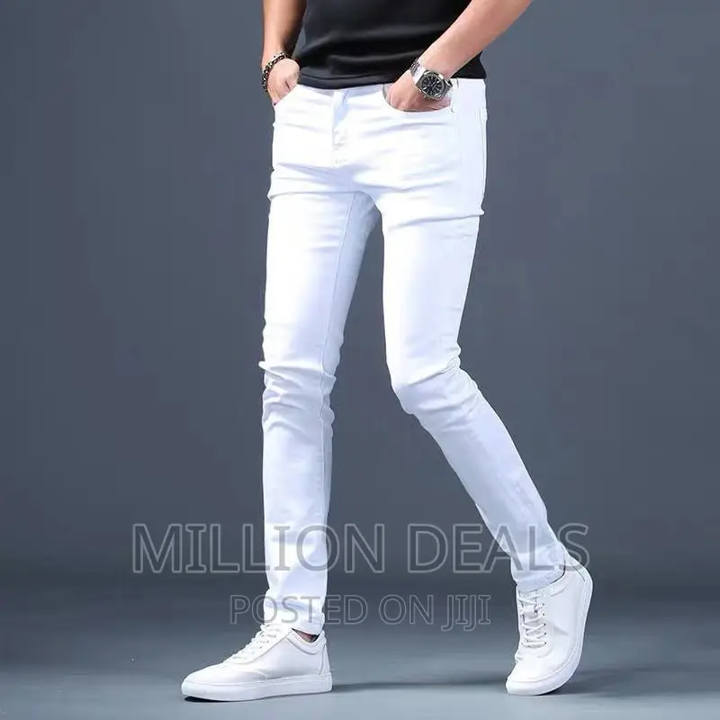 Slim Fits White Stretchy Men's Jeans
