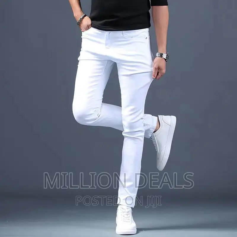 Slim Fits White Stretchy Men's Jeans