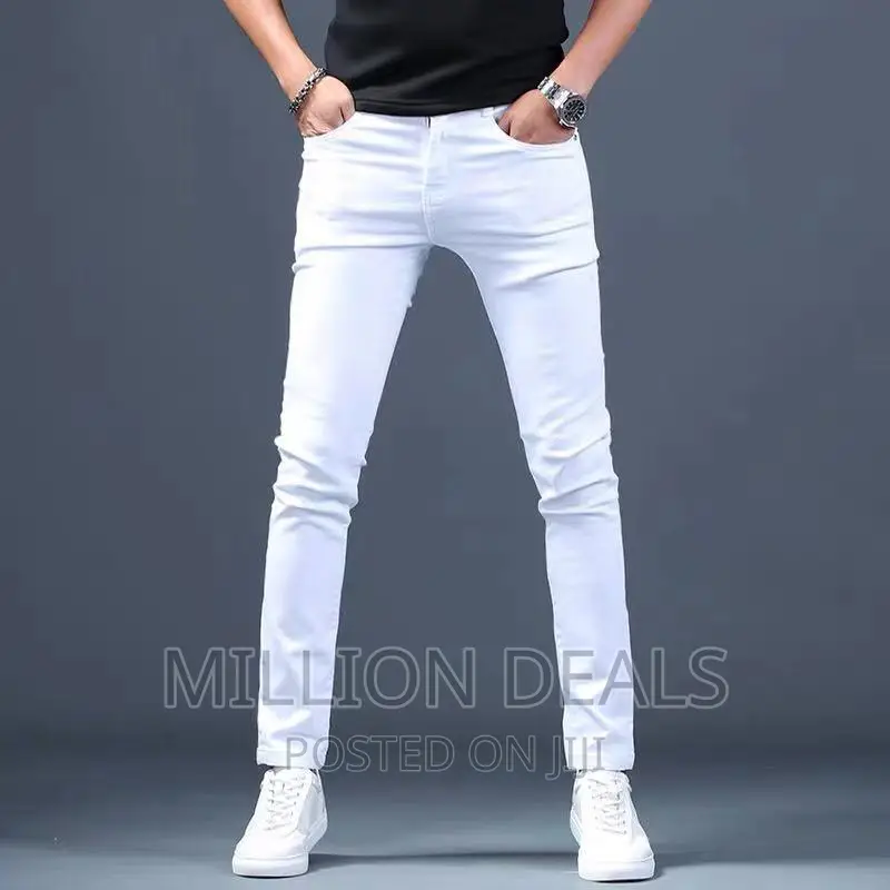 Slim Fits White Stretchy Men's Jeans