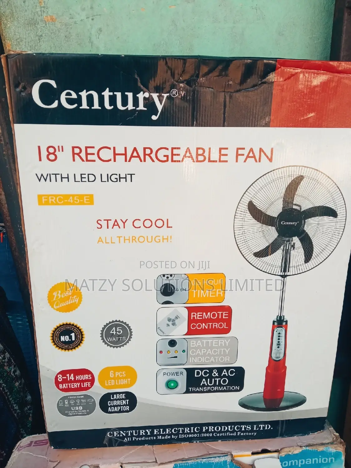 Century 18 Inches Rechargeable Fan