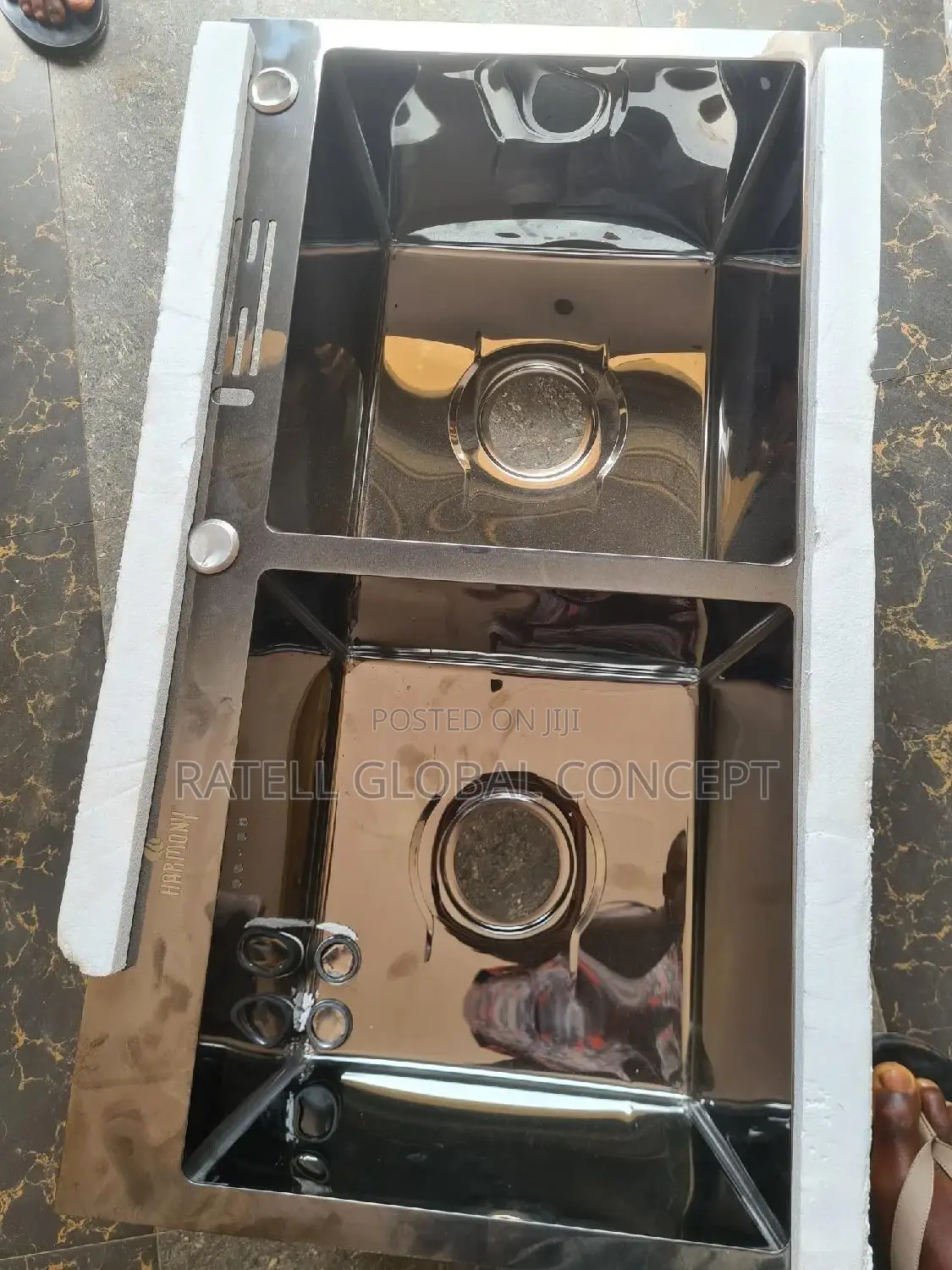 Black Double Bowl HD Mirrored Kitchen Sink