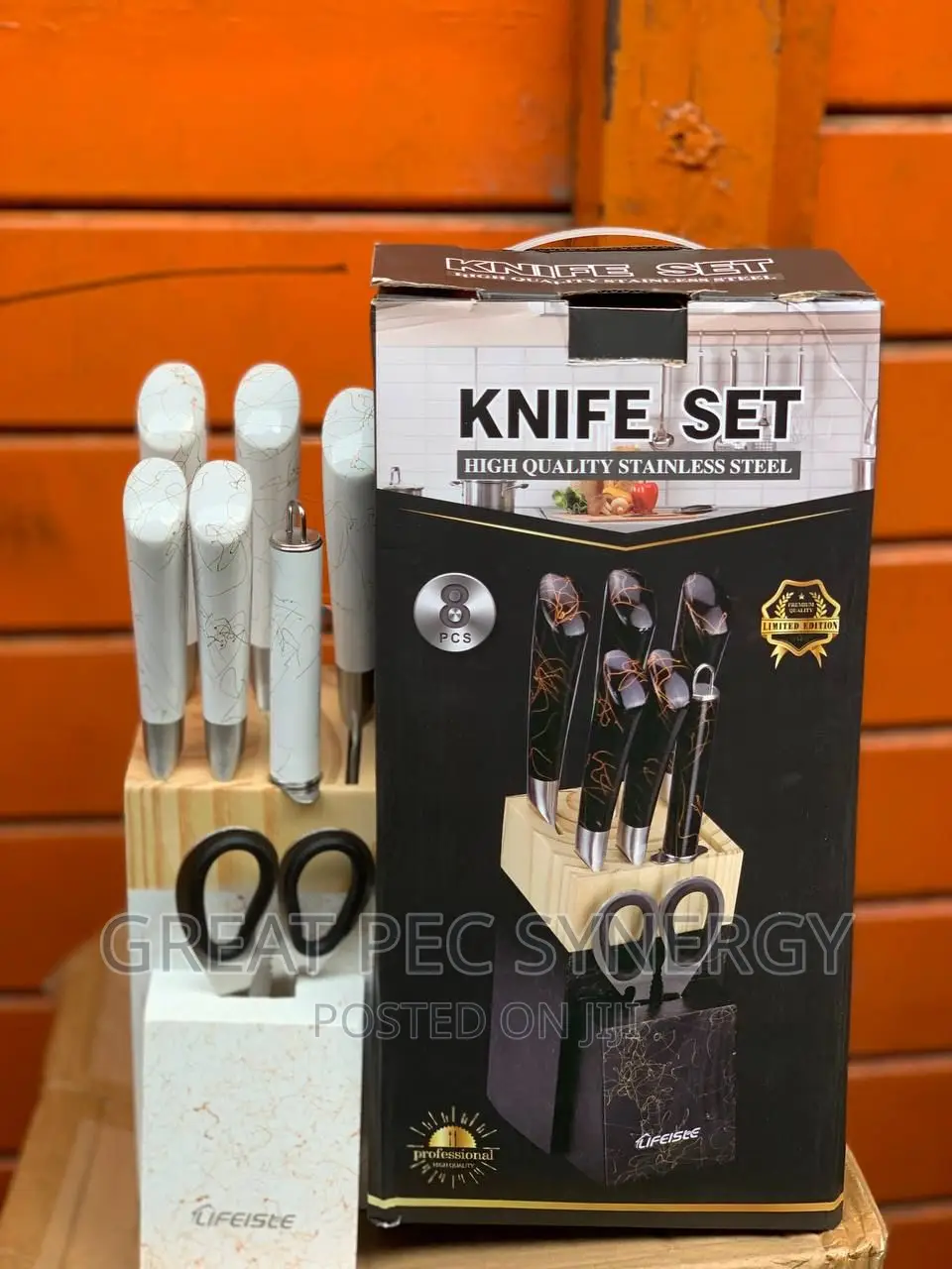 Set of High Quality Knife Set With Rack - Stainless Steel