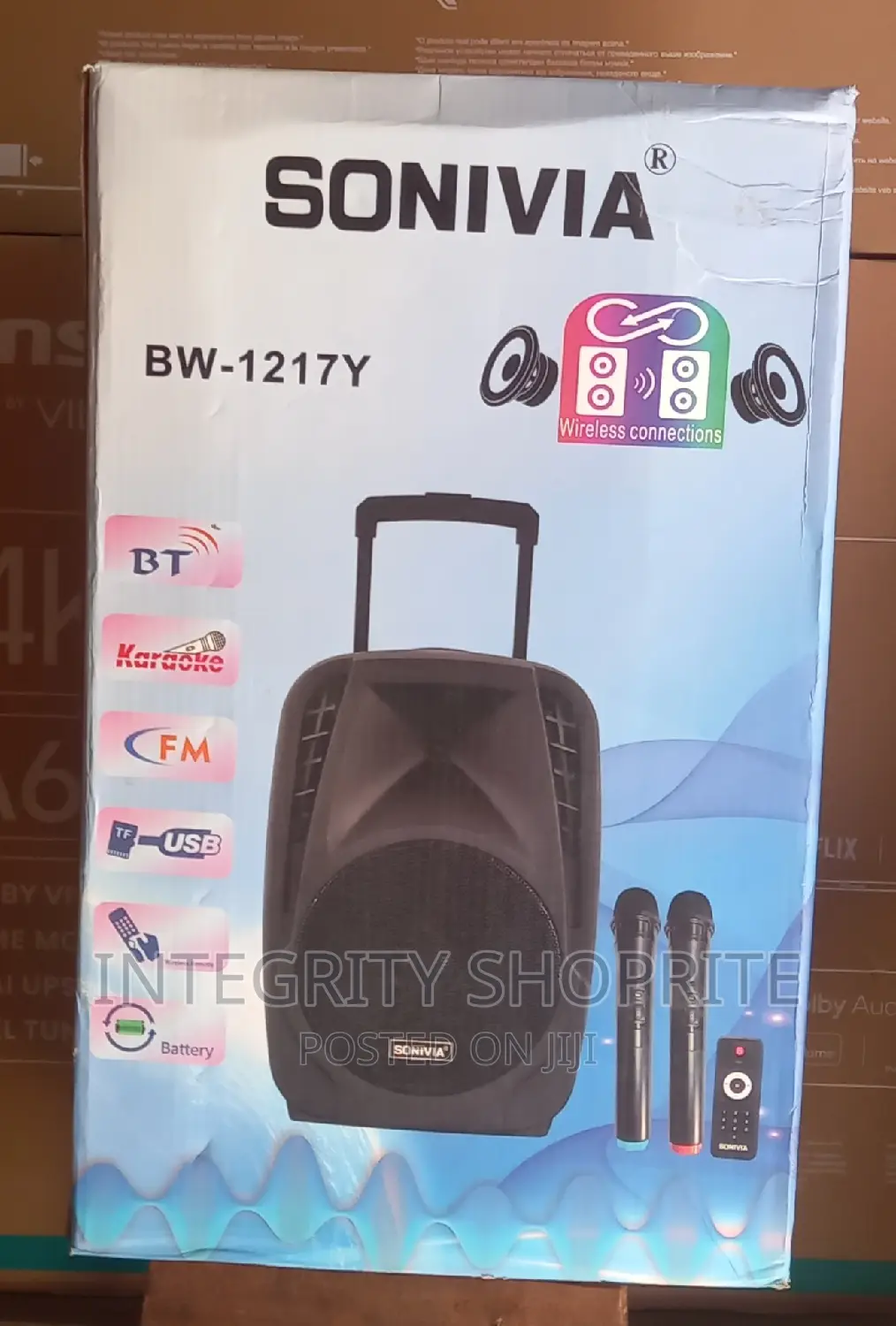 SONIVIA 12'' Bluetooth Rechargeable Wireless Microphones