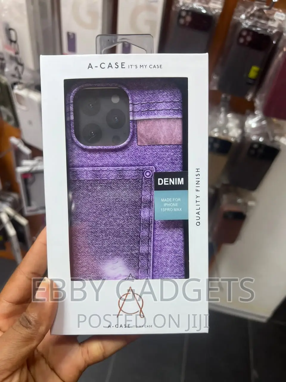 iPhone 15promax Cute Blue Jeans Pocket Denim Fabric Case