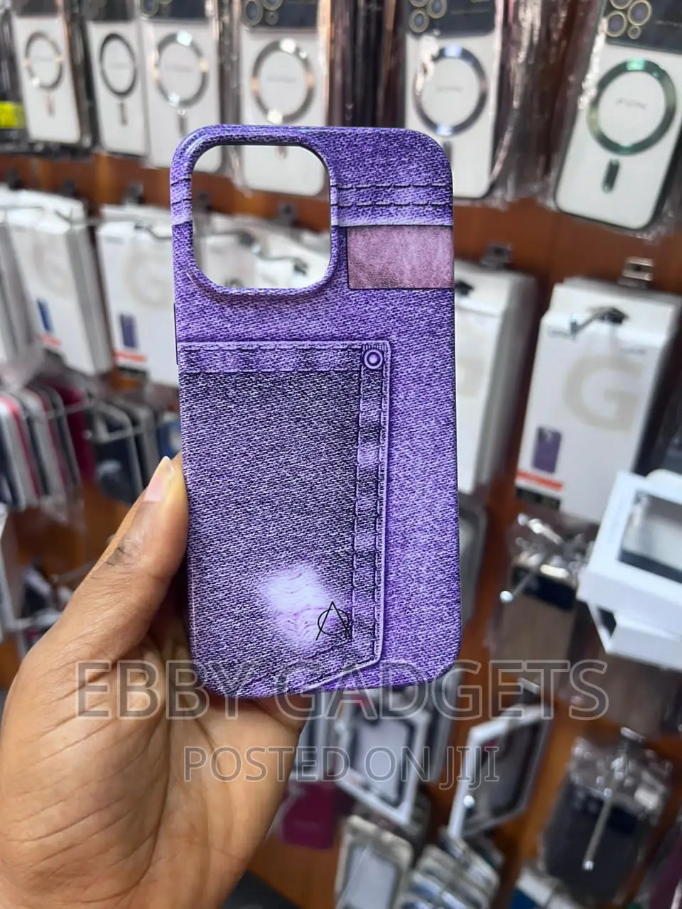iPhone 15promax Cute Blue Jeans Pocket Denim Fabric Case