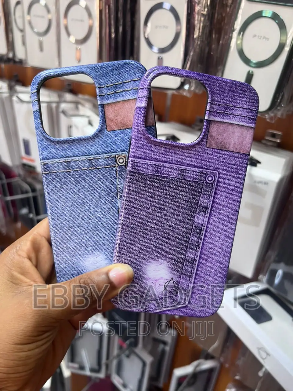 iPhone 15promax Cute Blue Jeans Pocket Denim Fabric Case