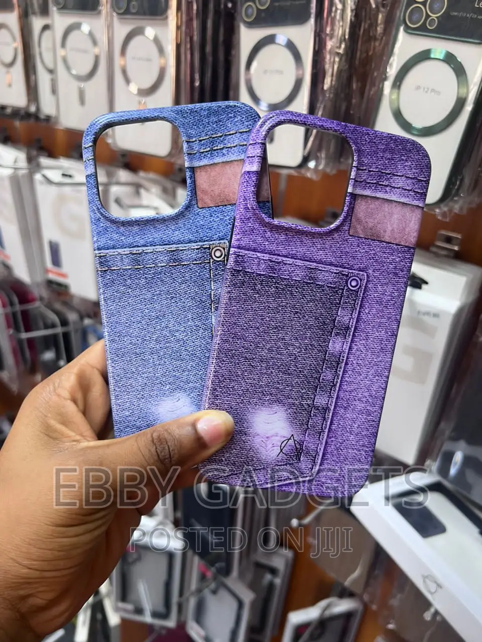iPhone 15promax Cute Blue Jeans Pocket Denim Fabric Case