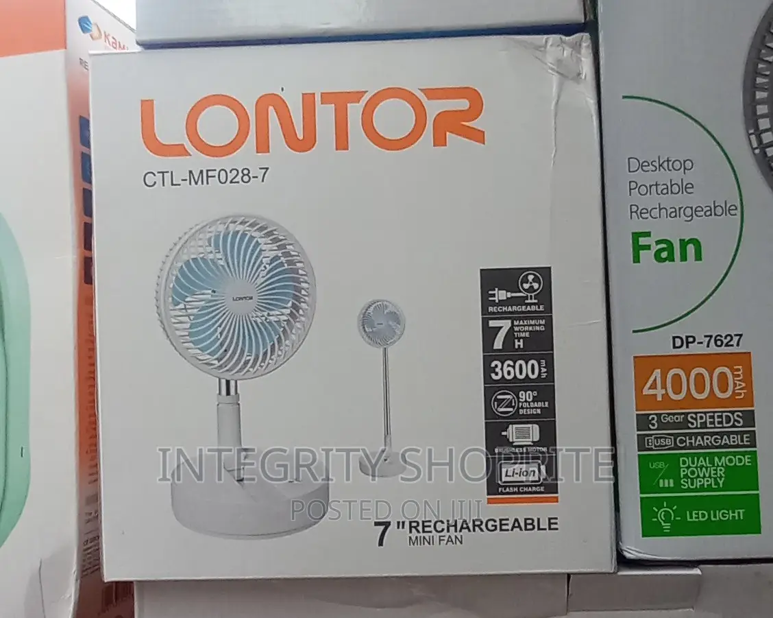 Lontor 7" Rechargeable Portable Electric Standing Fan