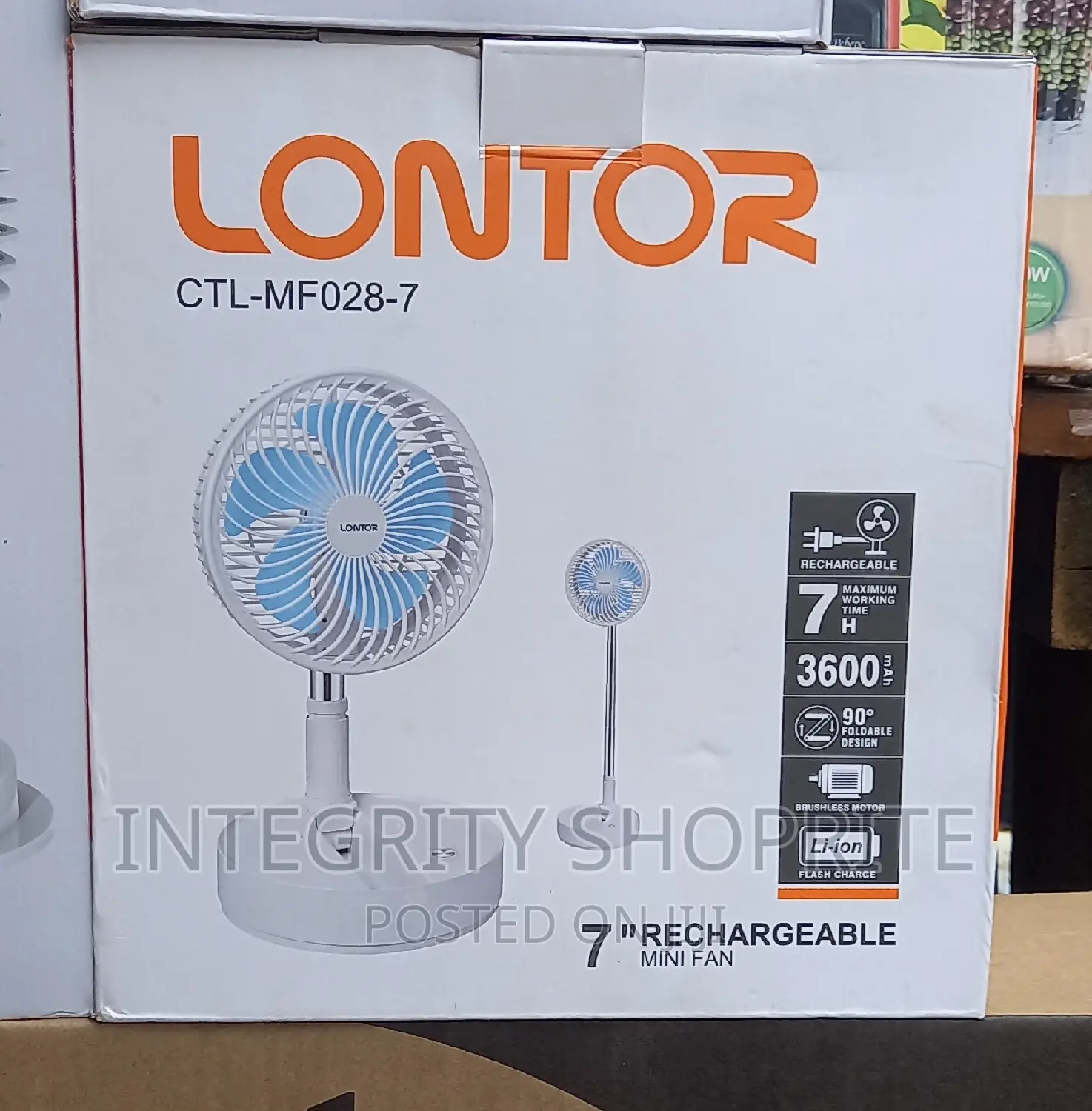 Lontor 7" Rechargeable Portable Electric Standing Fan