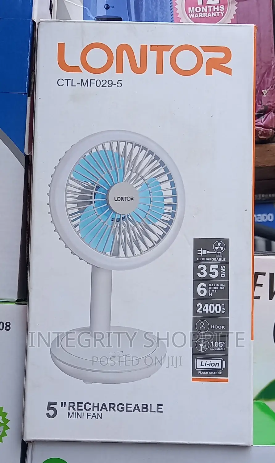 Lontor 5" Inches Portable Mini Fan With LED Light