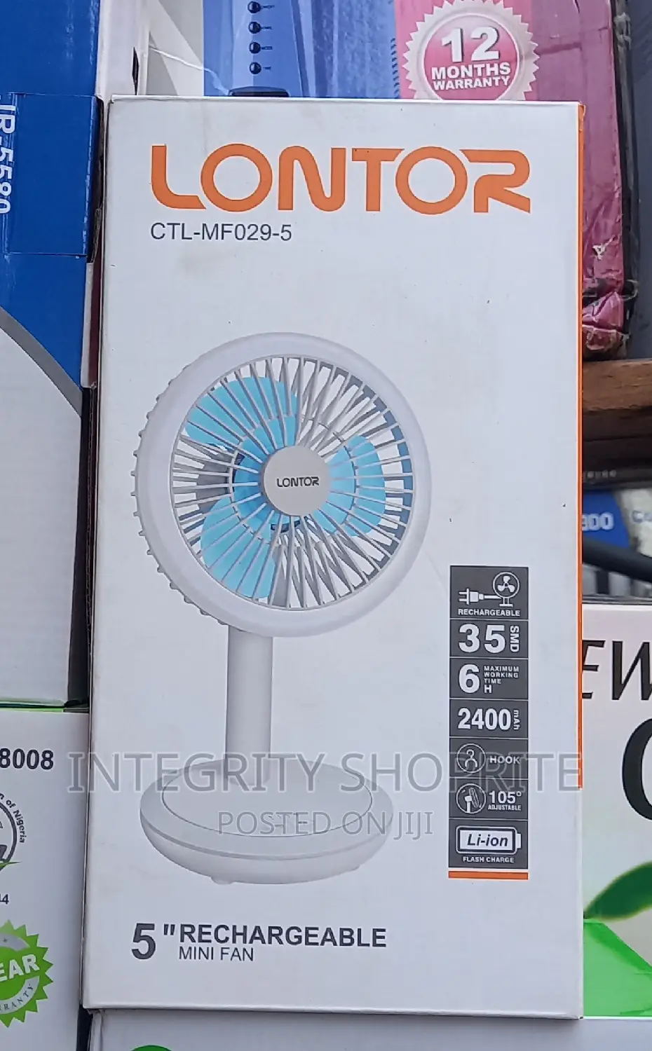 Lontor 5" Inches Portable Mini Fan With LED Light