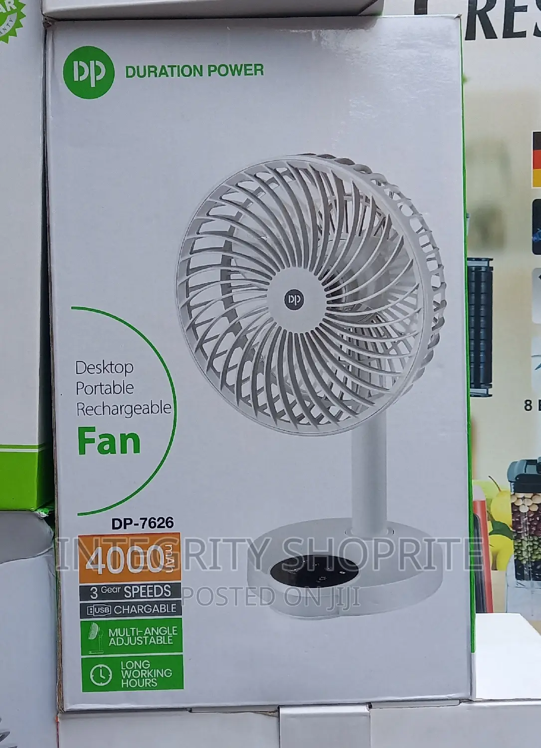 Dp Led Light Rechargeable Table Fan With Led Light - 4000mah