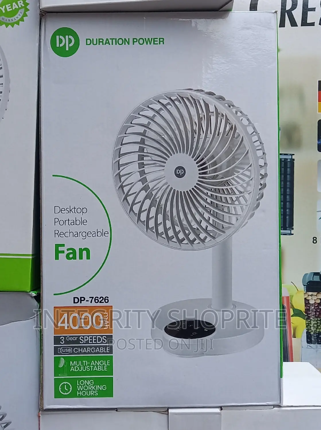 Dp Led Light Rechargeable Table Fan With Led Light - 4000mah