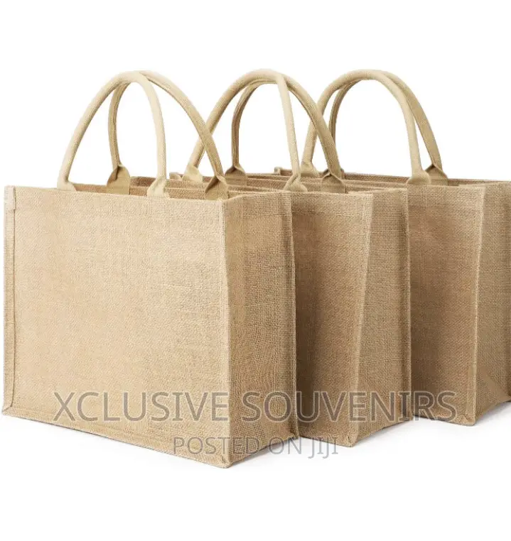 12pcs Large Reusable Jute Canvas Gift Bags With Handle