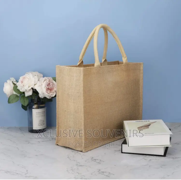 12pcs Large Reusable Jute Canvas Gift Bags With Handle