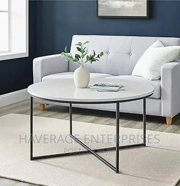 Marble Cora Round Coffee Table With X-Base,