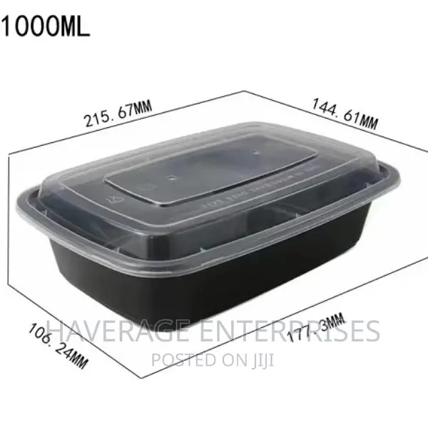 Thick Plastic Food Bowl +Cover Microwaveable 1000ml 300pcs