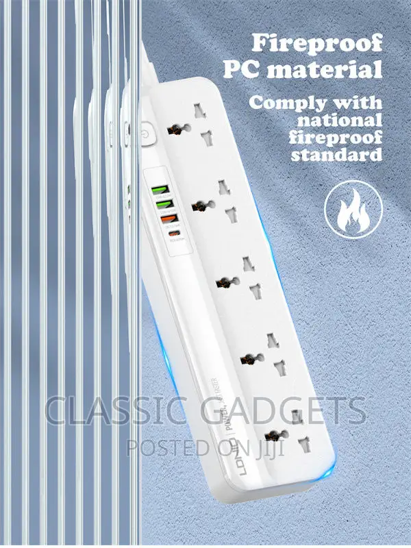 Ldnio Multi-Function 5 Power Sockets +1pd 20W+1qc 18W+2 Auto