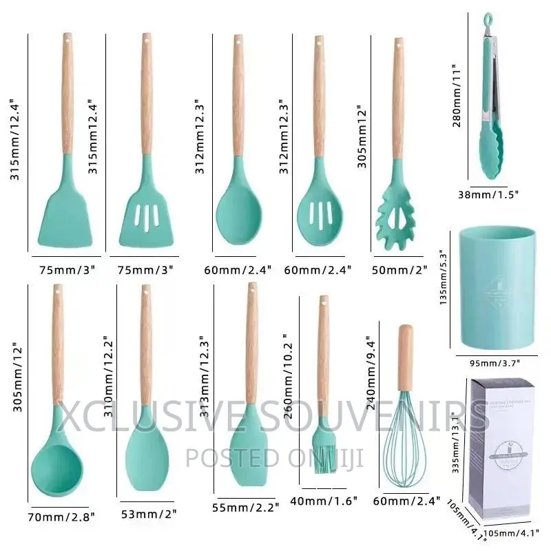 Silicone Cooking Utensils Set With Wooden Handle