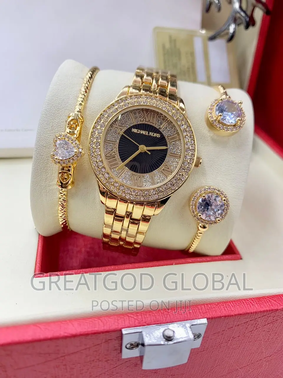 Ladies Design Wristwatch and Bangle Set