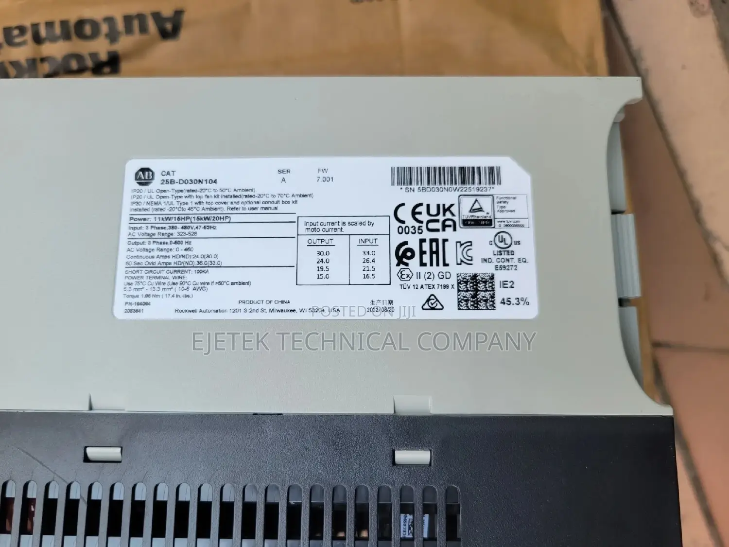 Allen Bradley 15kw/20hp Inverter Drive