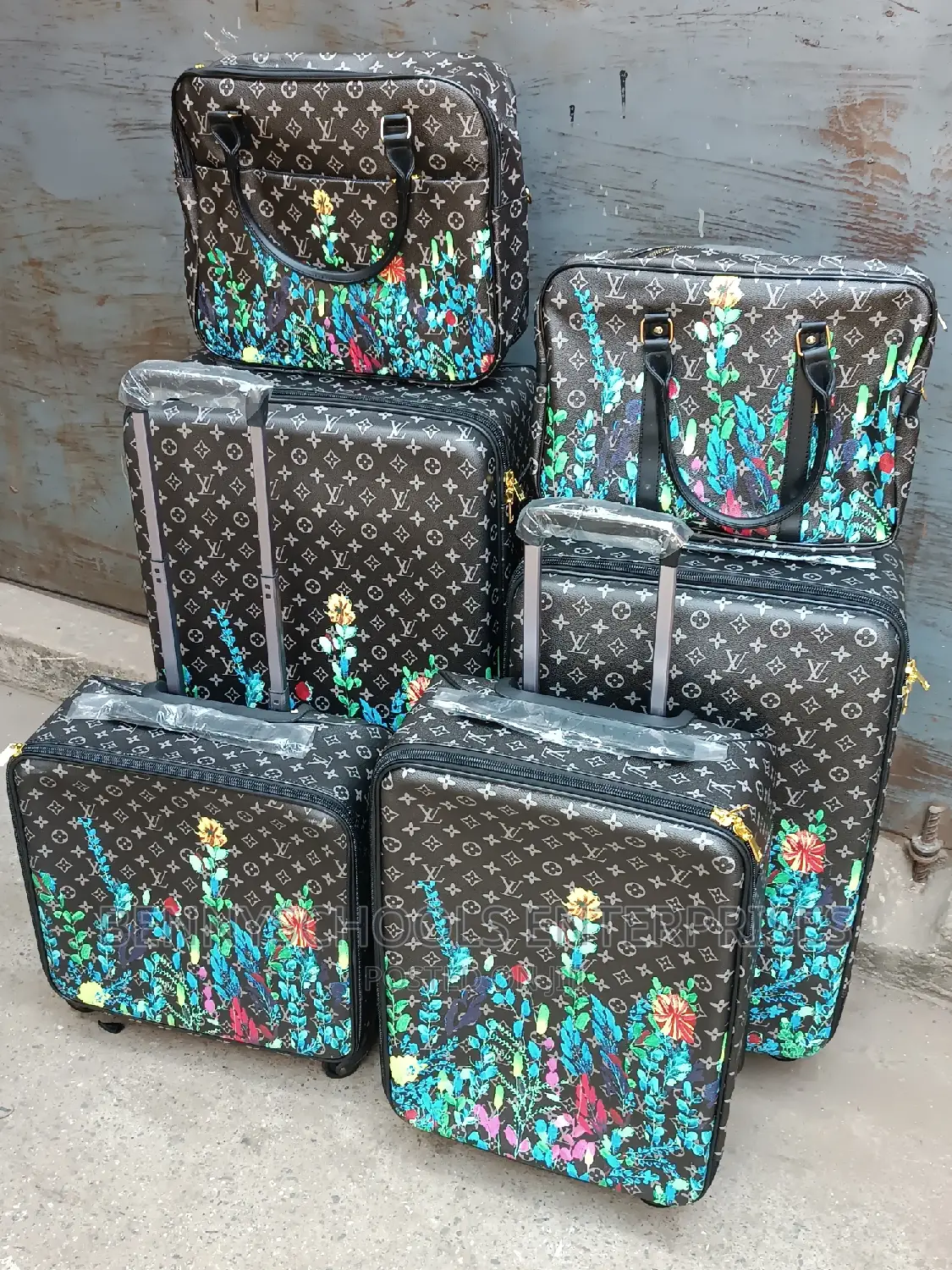 Set of 6 Luis Vuitton Leather Travelling Luggage Boxes