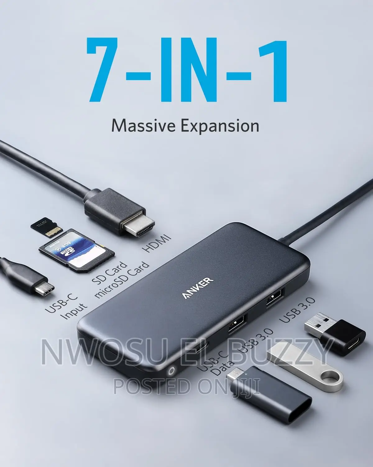 Anker USB C Hub 341 USB-C Hub (7-in-1) PD Media Hub