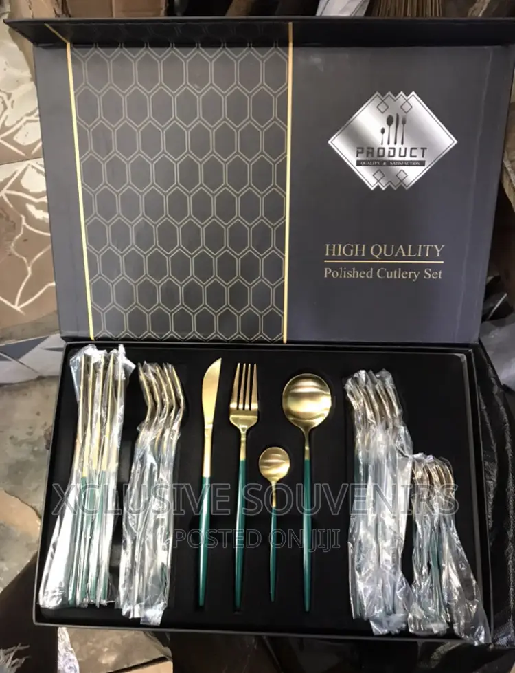 24-Piece Golden Stainless Steel Silverware Set With Box