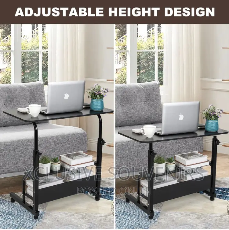 Adjustable Height Desktop/Laptop Desk With Storage and Wheel
