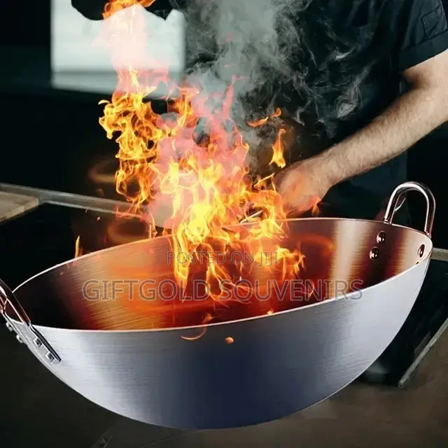 Professional Stainless Steel 60cm Wok Kitchen Utensils Fry