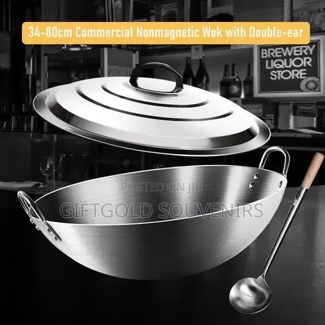 Professional Stainless Steel 60cm Wok Kitchen Utensils Fry