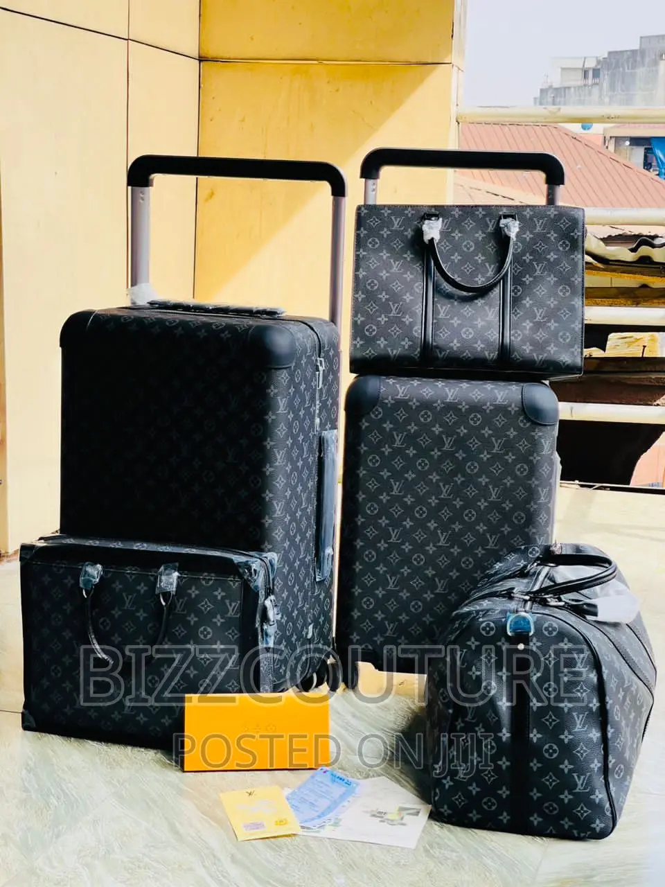 Original LOUIS VUITTON Leather Traveling Set of Bags Instore