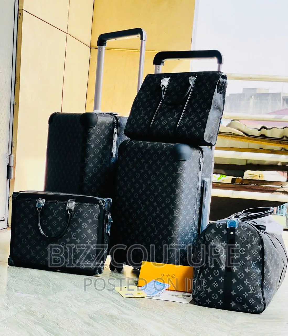 Original LOUIS VUITTON Leather Traveling Set of Bags Instore