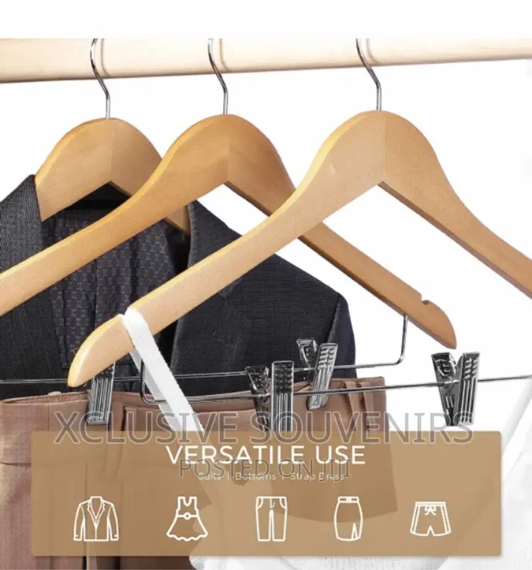 10pcs Wooden Hanger With Clip