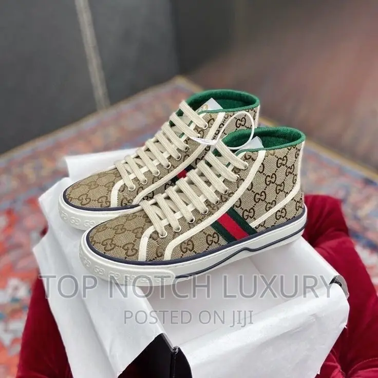 Original Gucci Men Gg Gucci Tennis 1977 High Top Men Women